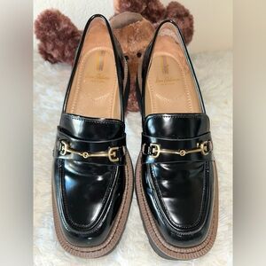 Sam Edelman Black and Gold Patent Leather Flats